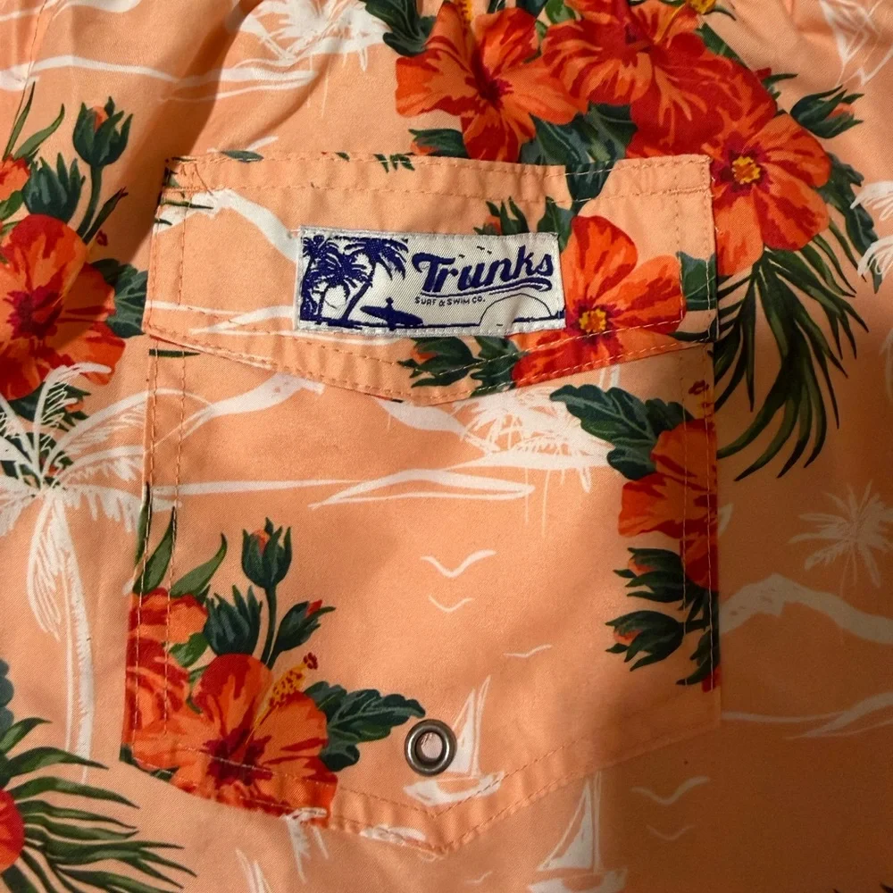Floral Peach Men's Swim Trunks